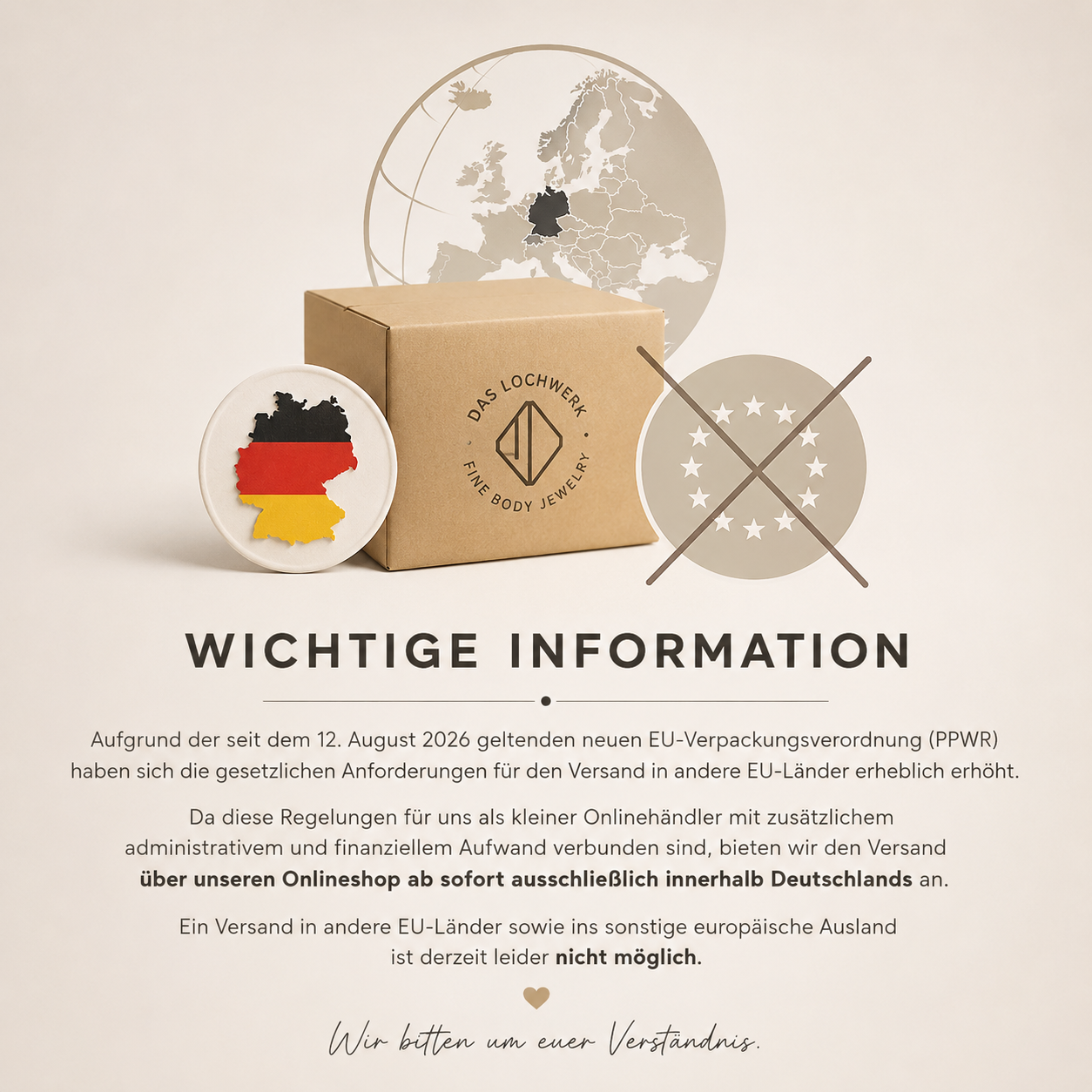 Wichtige Information zum Versand innerhalb Europas