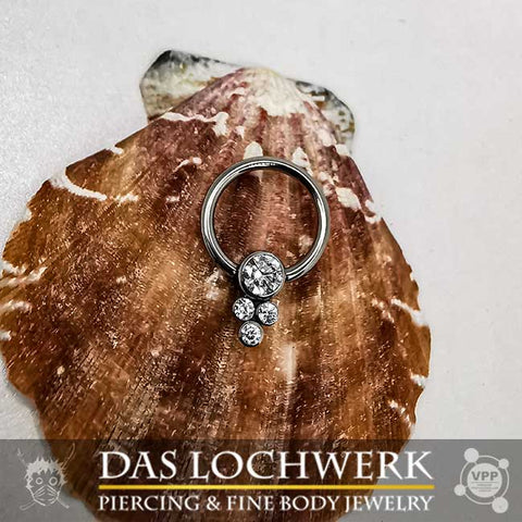 Beaded Crystal Disc Captive Ring